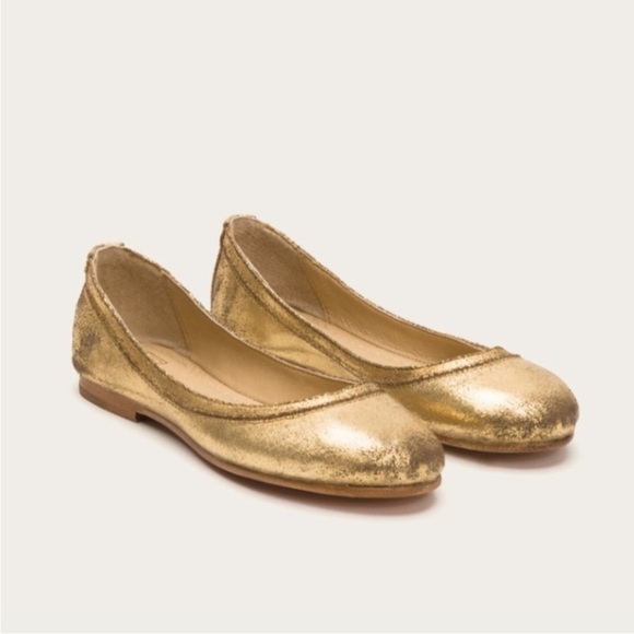 Frye Carson Distressed Ballet in Metallic Gold - Picture 2 of 12